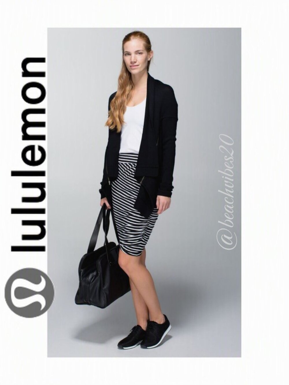LULULEMON ATHLETICA Anytime Skirt Deenie Stripe White Black 6 EUC LL-107